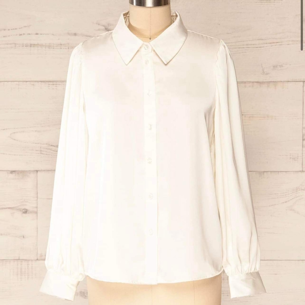 White satin buttoned shirt